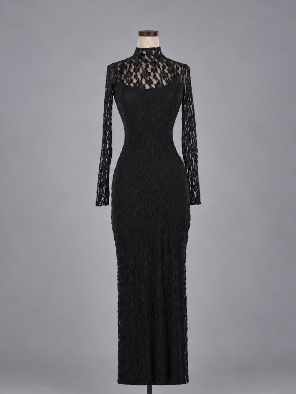 Zara Black Lace Long Sleeve Maxi Dress – Size S